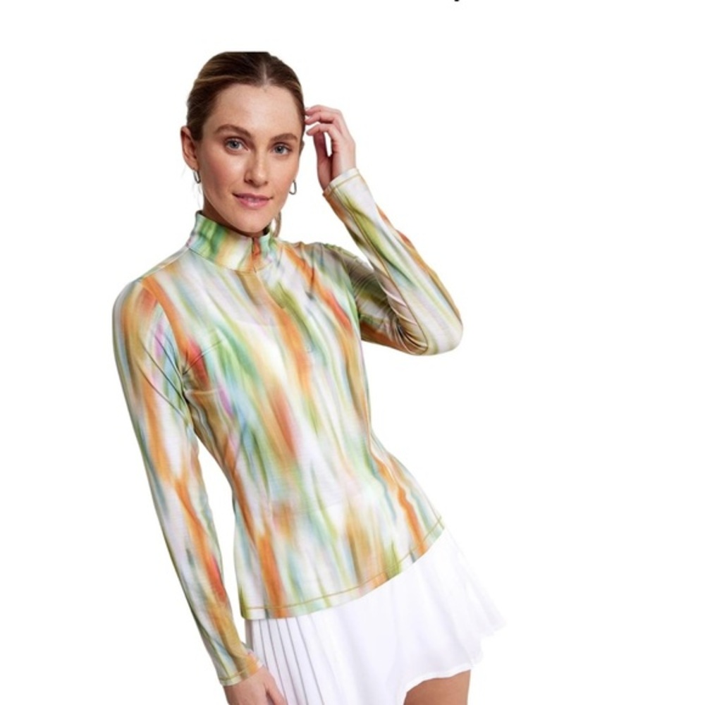 CALIA UV 1/4 Zip Golf Pullover Tissue Texture Floral NWT Sz S